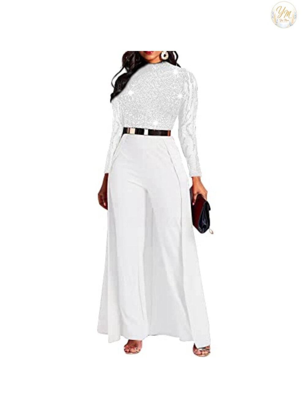 Sequin High-Waist Full Length Jumpsuit Sleeveless Party Evening Romper